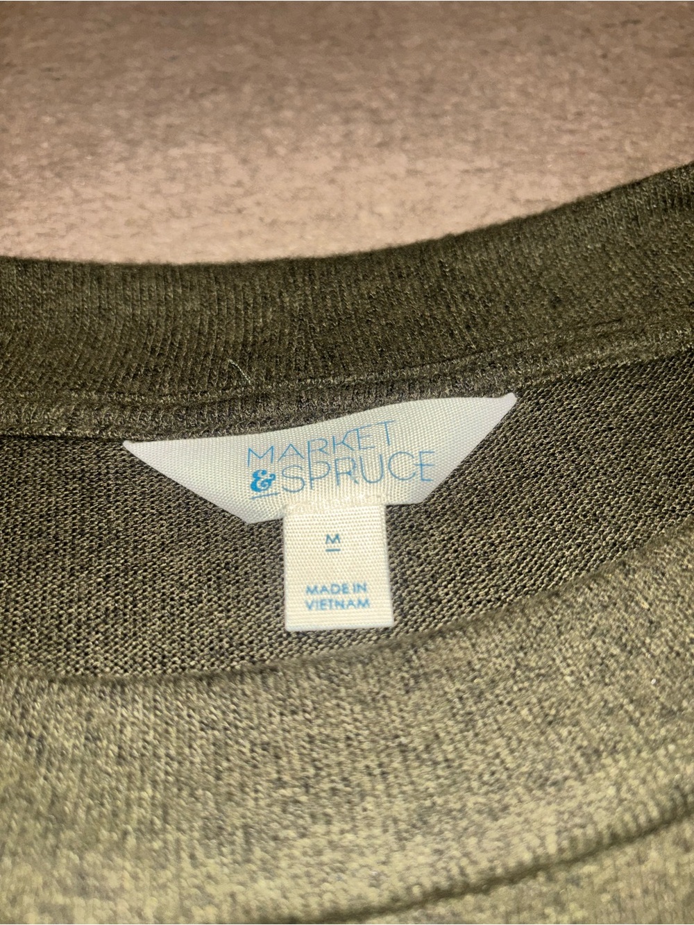 Market & Spruce Olive Green Lightweight Raglan Pullover - Picture 2 of 2